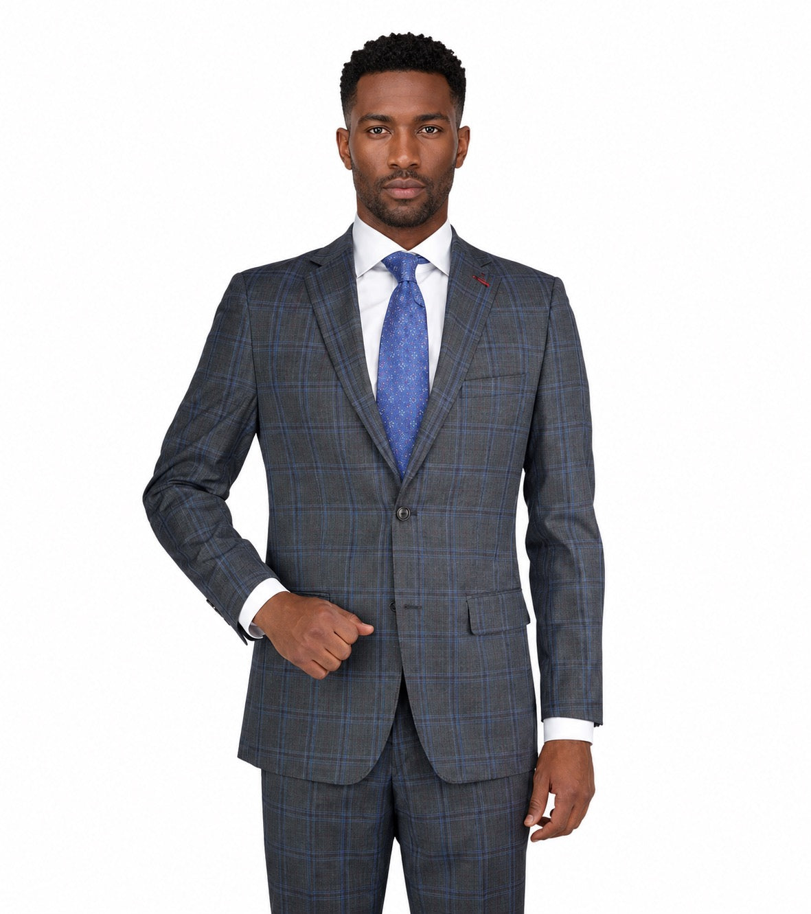 M87869-1-Mantoni Suit-Charcoal Gray Windowpane
