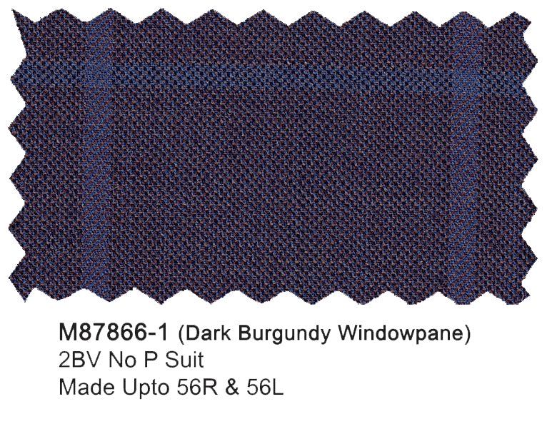 M87866-1-Mantoni Suit-Dark Burgundy Windowpane