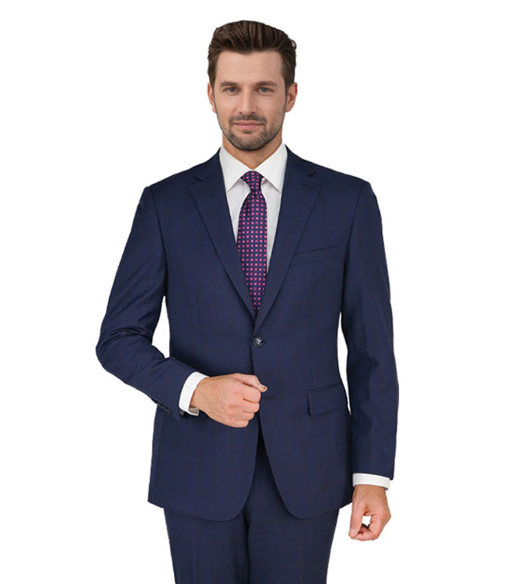 M87817-2B-Mantoni Suit-Navy Herringbone