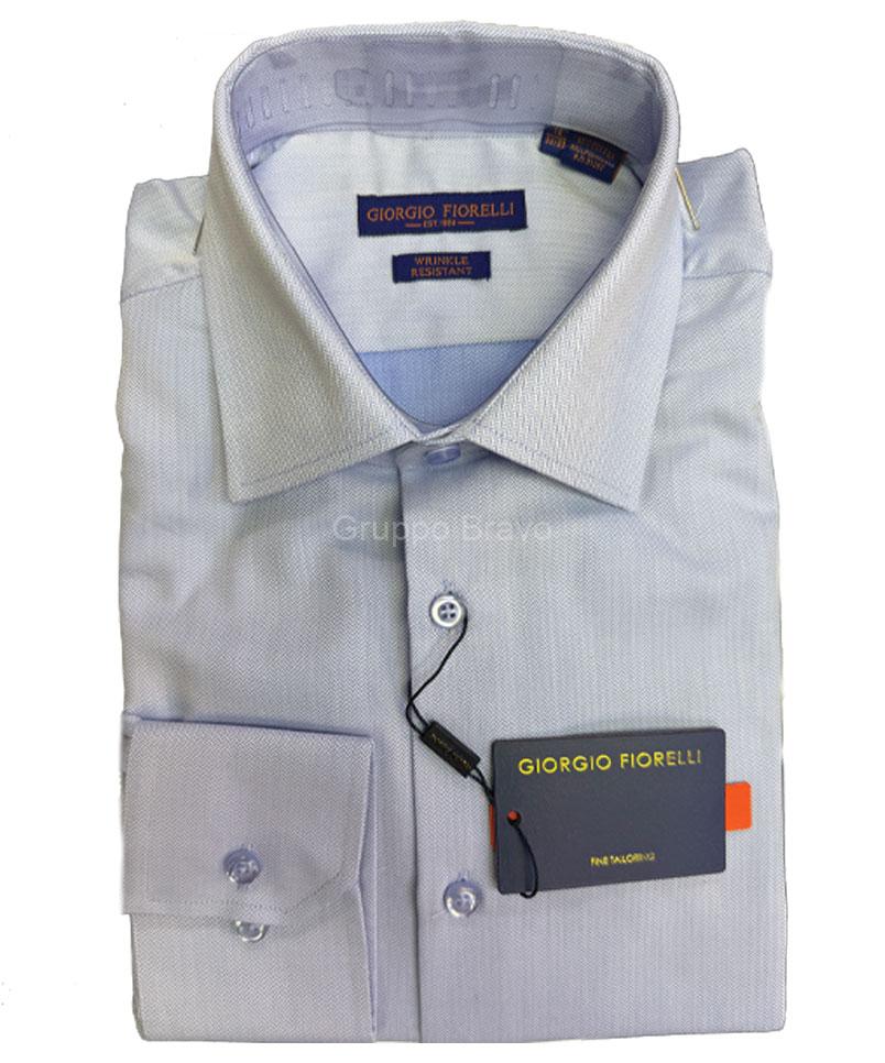 G26024-1-Giorgio Fiorelli Dress Shirt-Lt. Blue Herringbone