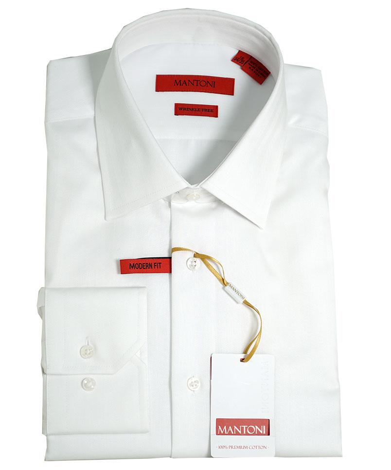 M20019-1-Mantoni Dress Shirt-Solid White