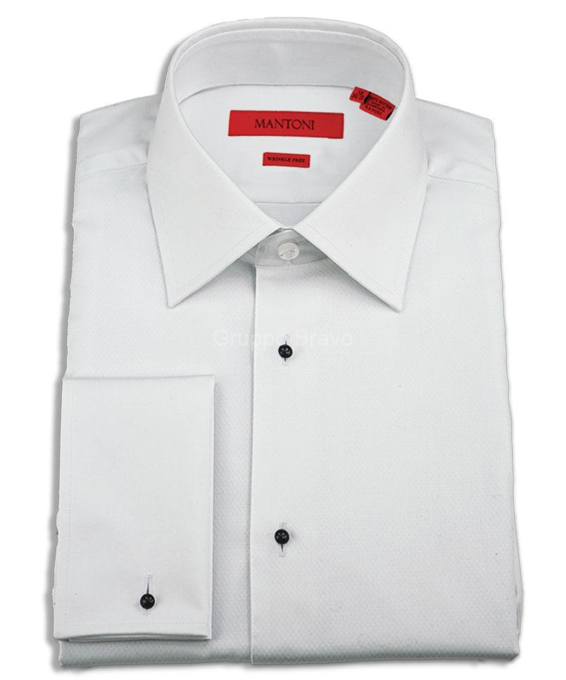 M20029-2-Mantoni Tuxedo Shirt-White Pique Bib