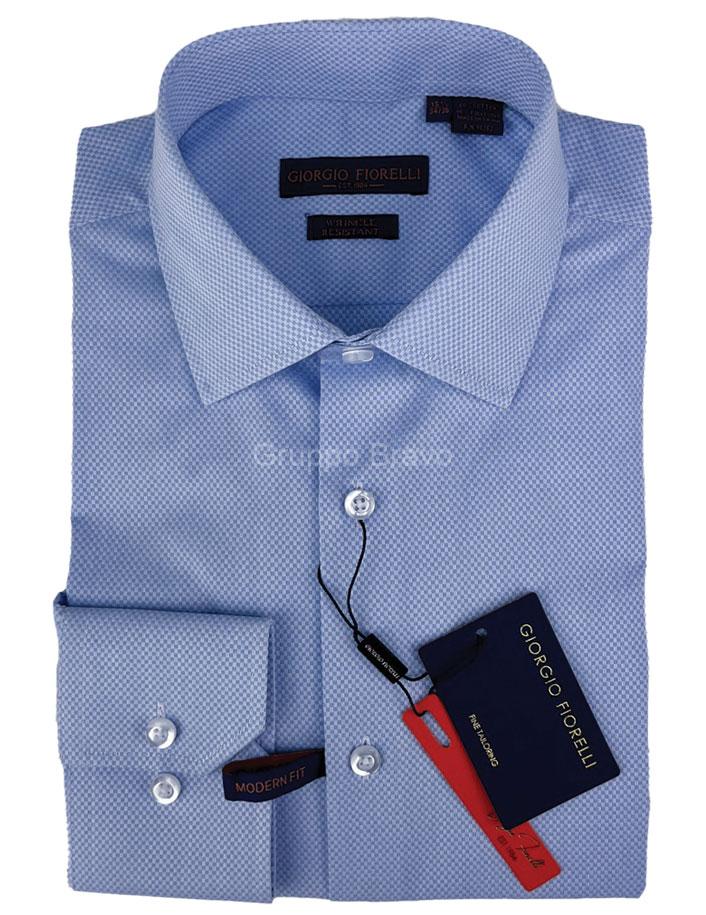 G26005-1-Giorgio Fiorelli Dress Shirt-Blue Pattern