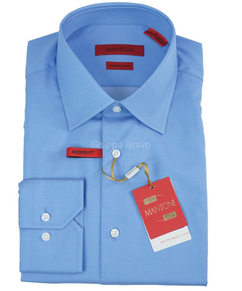 M20001-3-Mantoni Dress Shirt-Medium Blue