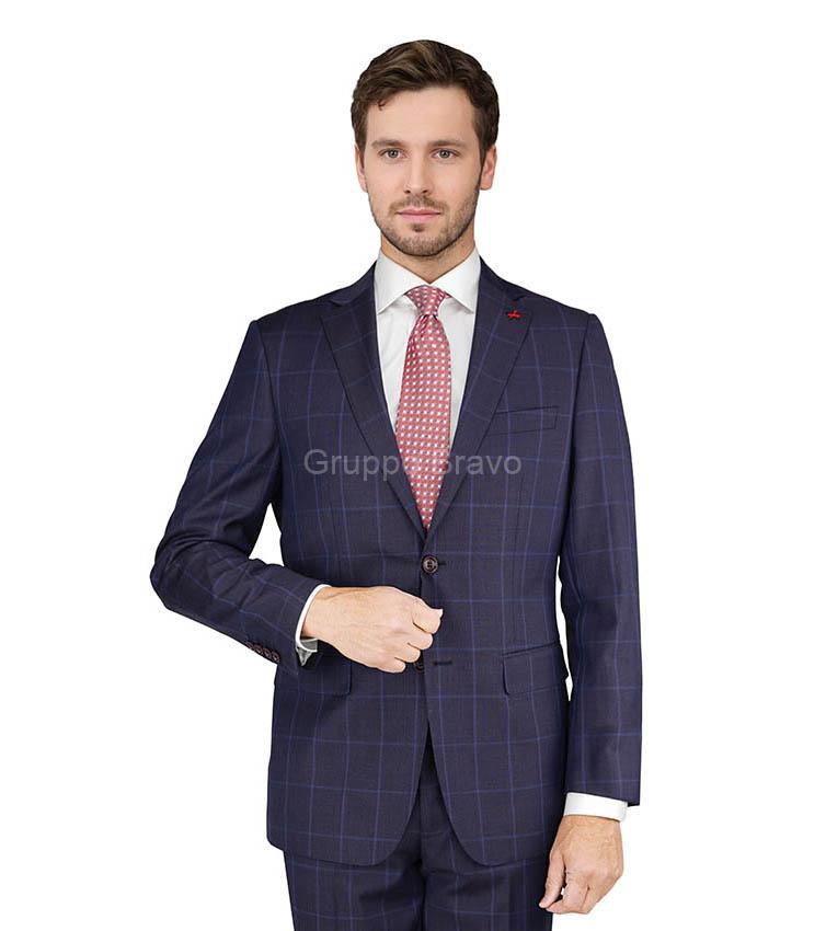 M87866-1-Mantoni Suit-Dark Burgundy Windowpane